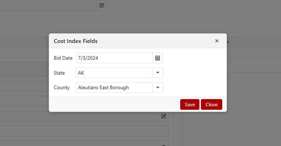 cost index popup